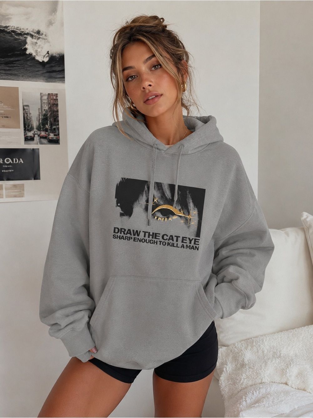 Taylor Swift Midnights Draw The Cateye Sharp Enough To Kill A Man Grey Hoodie L